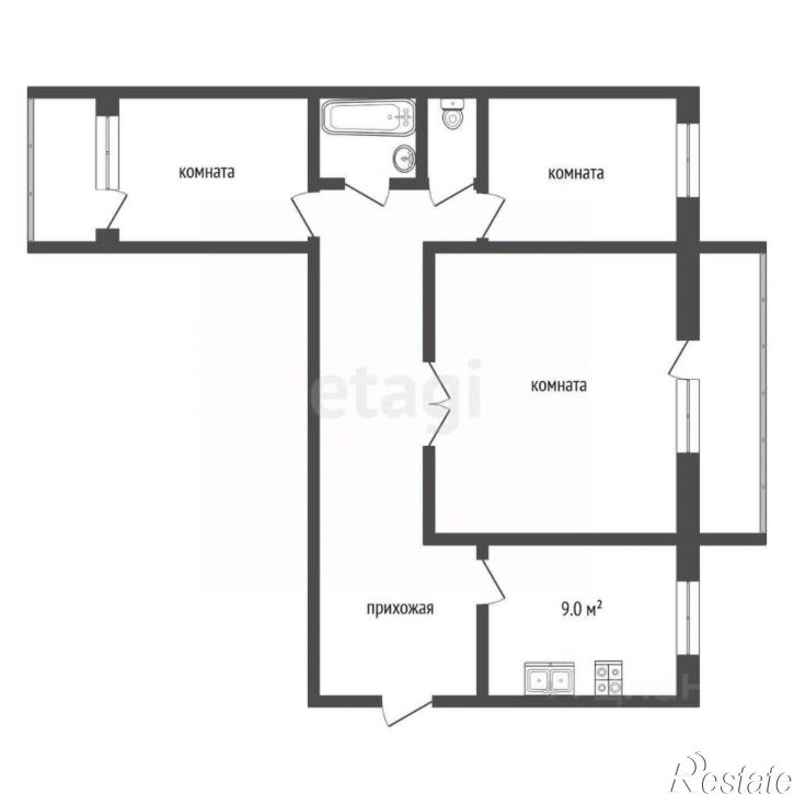 3-комн квартира Астраханская улица, 175/23,  д. 175/23