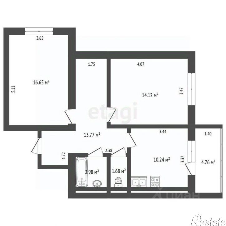2-комн квартира Пролетарская улица, 2Д,  д. 2Д