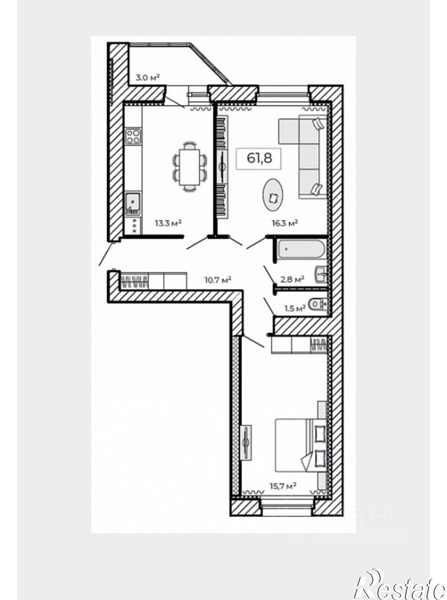 Купить квартиру за 5 353 000 рублей на улица имени Павла Строганова, 9Е