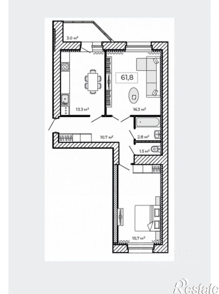 2-комн квартира в новом доме улица имени Павла Строганова, 9Е