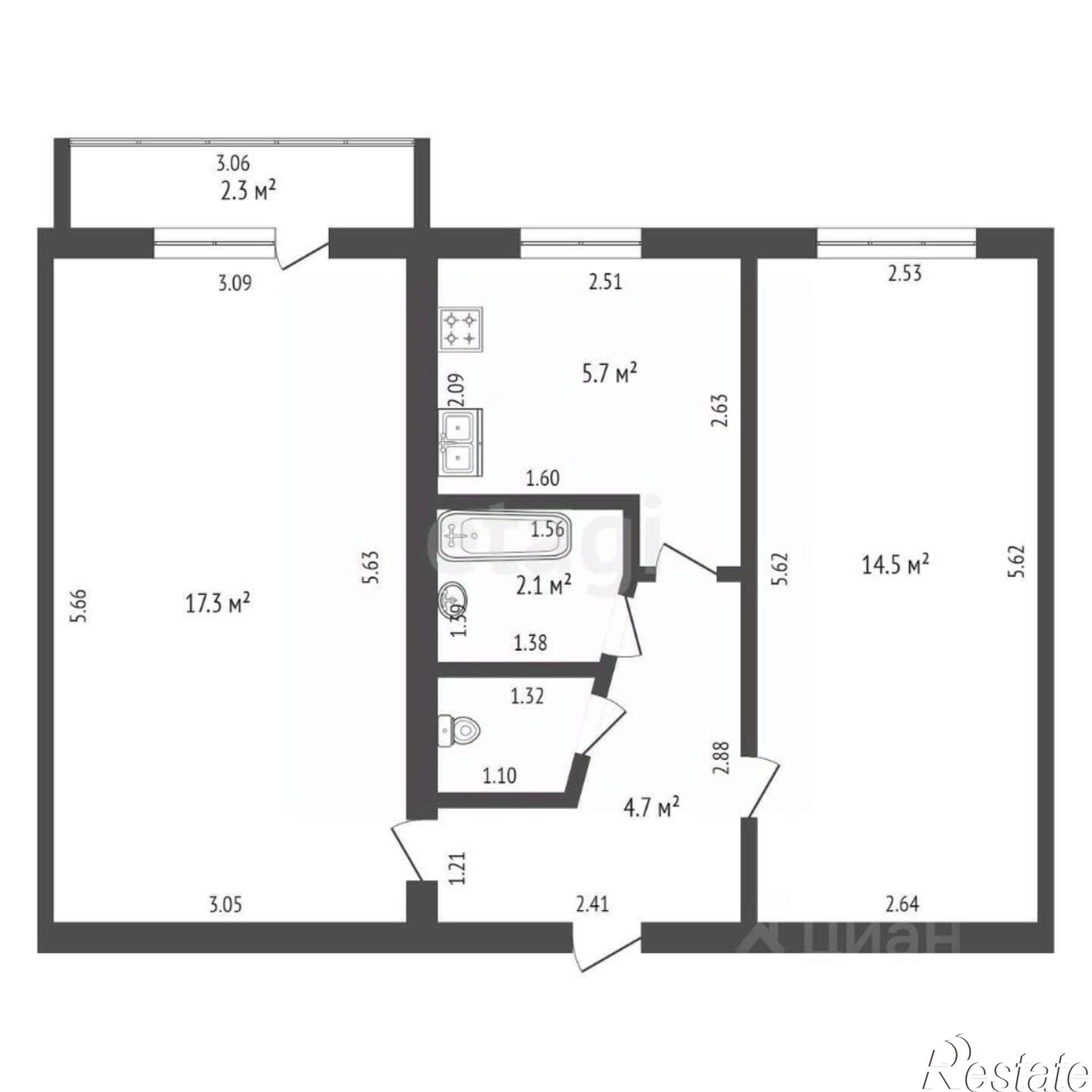 Купить квартиру за 3 200 000 рублей на ул Клубная, 3