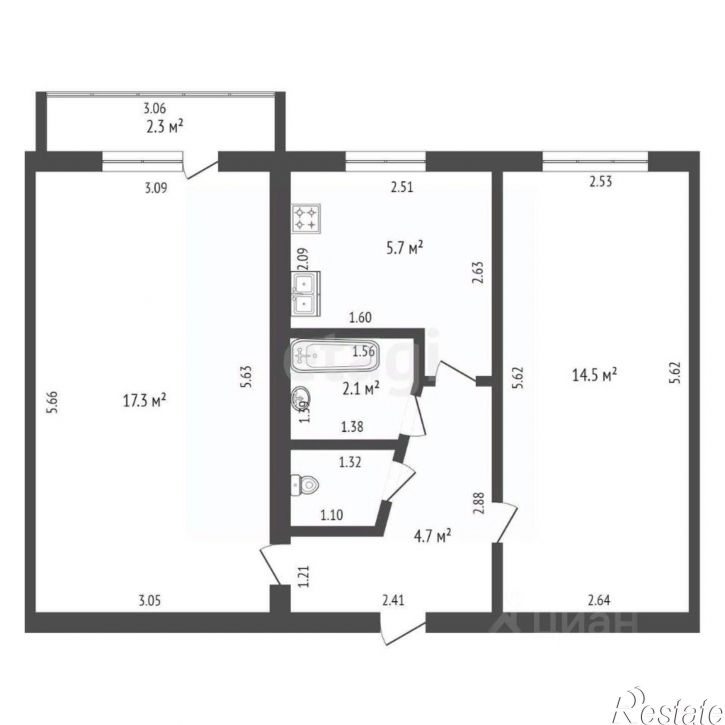 2-комн квартира ул Клубная, 3,  д. 3