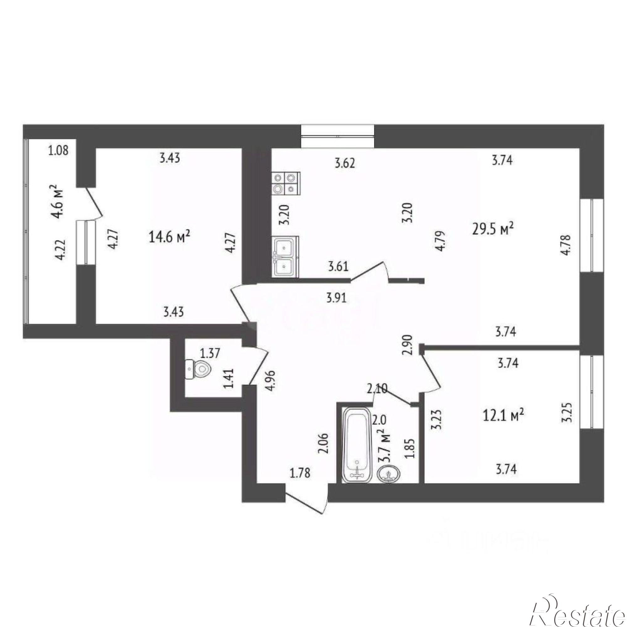 Купить квартиру за 9 200 000 рублей на ул Колхозная, 1А 4