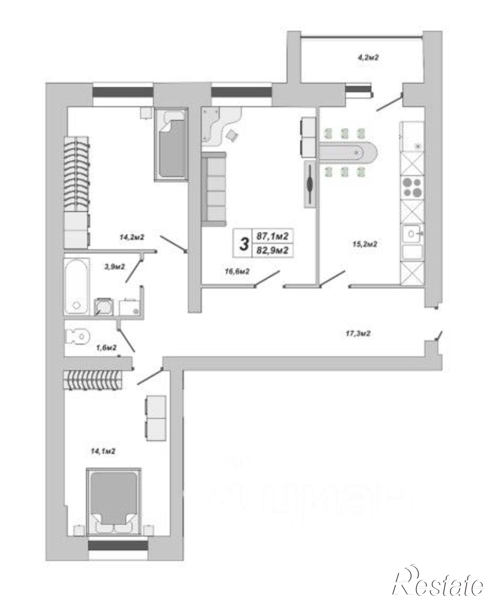 Купить квартиру за 8 940 820 рублей на ул Чичерина, 7