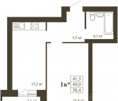 1-комн, 41 кв м, этаж 5/9 микрорайон Телецентр