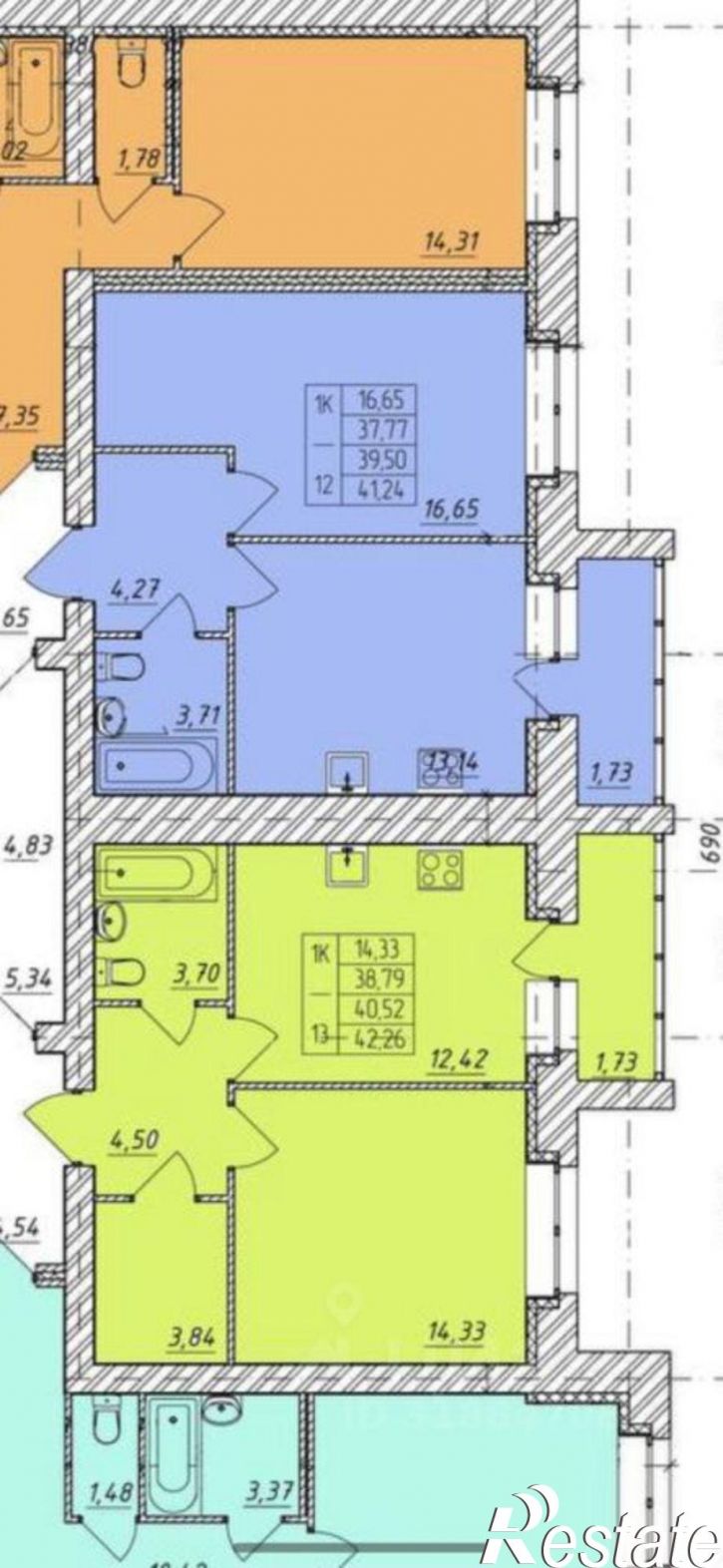 1-комн квартира в новом доме улица имени Павла Строганова, 3Б