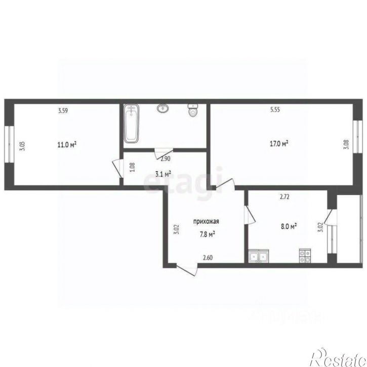 2-комн квартира ул Красносельская, 3,  д. 3