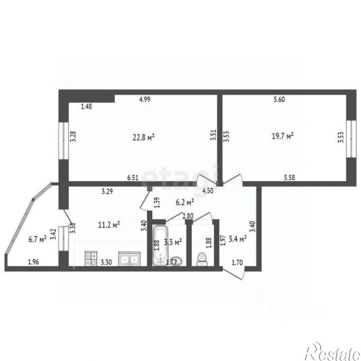 2-комн квартира ул Чичерина, 7/1,  д. 7/1