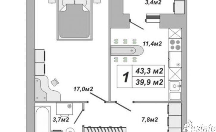 1-комн квартира в новом доме ул Чичерина, 7/1,  д. 7/1