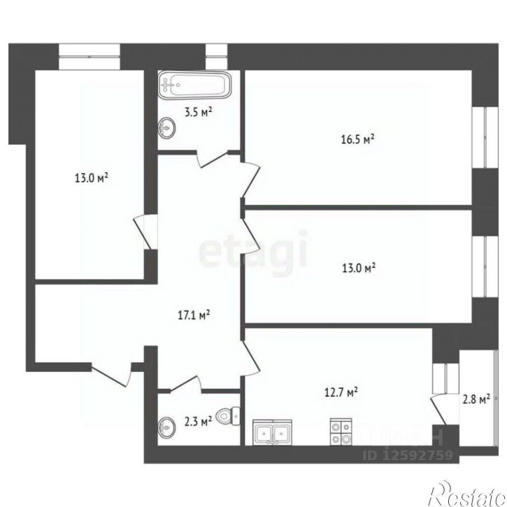 3-комн квартира ул Гиляровского, 26Б,  д. 26Б