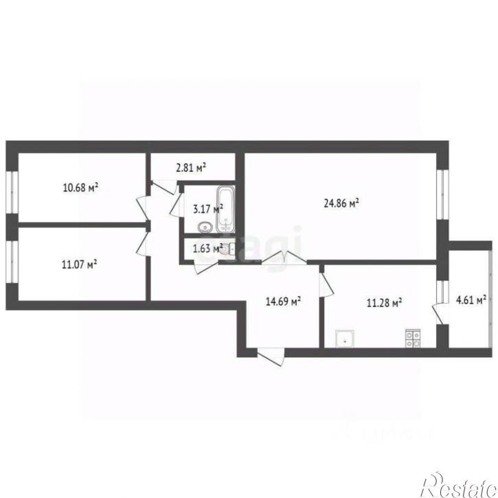 3-комн квартира ул Астраханская, 7,  д. 7