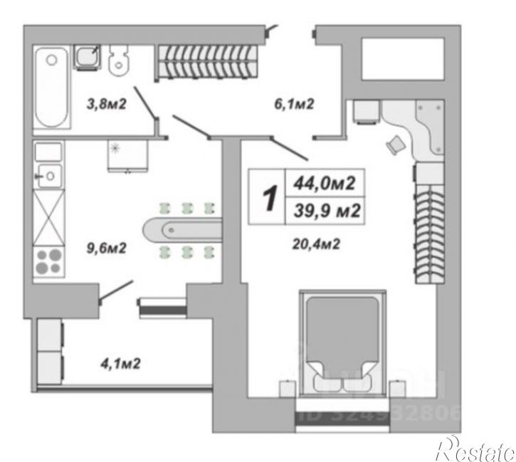 1-комн квартира в новом доме ул Чичерина, 7/1,  д. 7/1