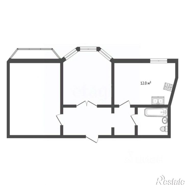 2-комн квартира ул Набережная, 22/1 2,  д. 22/1 2,  к. 2