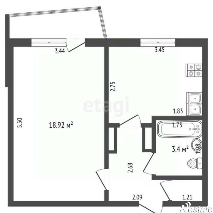1-комн квартира ул Рылеева, 60 3,  д. 60 3,  к. 3