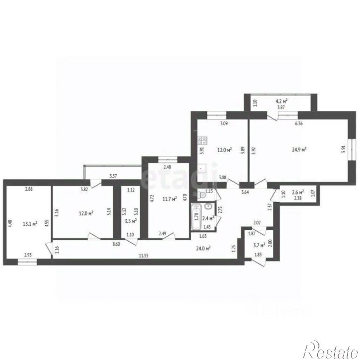 4-комн квартира ул Бориса Федорова, 1б,  д. 1б