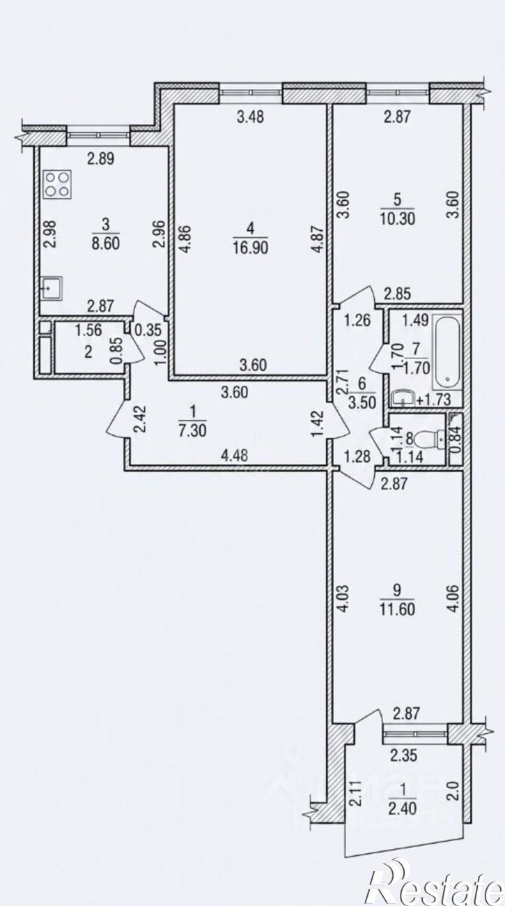 3-комн квартира ул Мичуринская, 114,  д. 114