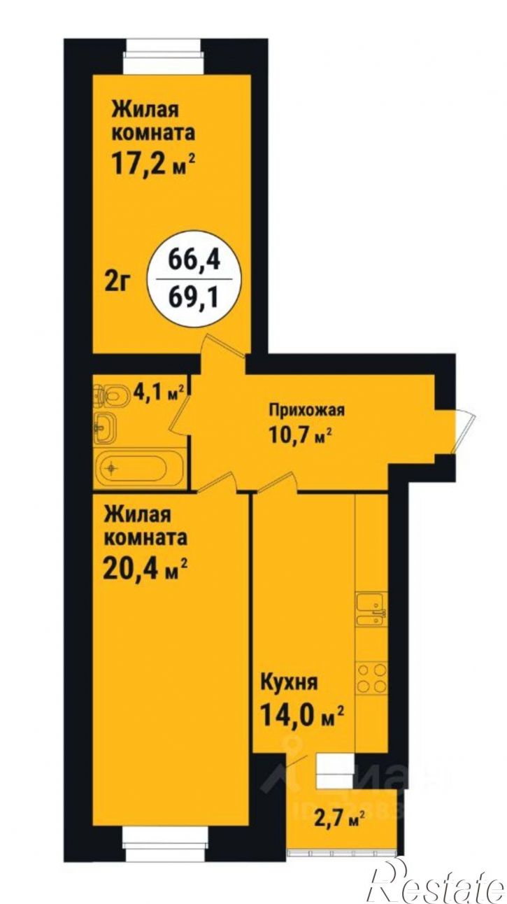 2-комн квартира в новом доме ул имени С.И. Савостьянова, 14А,  д. 14А